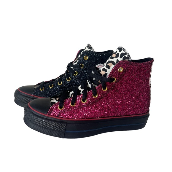 Converse platform glitter high top custom sneakers NWT 9 - Picture 2 of 9